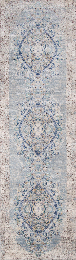 Momeni Amelia AM-02 Machine Made Traditional Medallion Indoor Area Rug Light Blue 9'3" x 12'6" AMELIAM-02LBL93C6