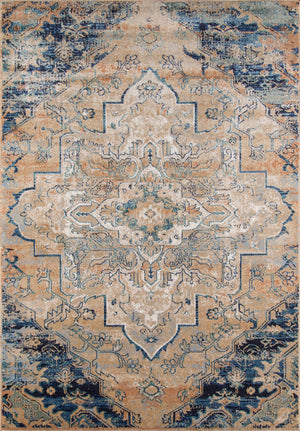 Momeni Amelia AM-03 Machine Made Traditional Medallion Indoor Area Rug Navy 9'3" x 12'6" AMELIAM-03NVY93C6