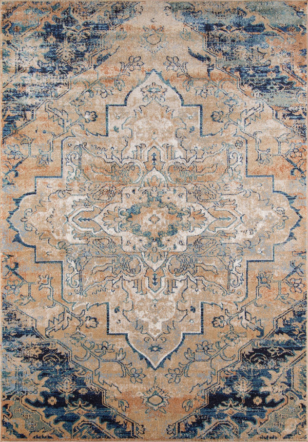 Momeni Amelia AM-03 Machine Made Traditional Medallion Indoor Area Rug Navy 9'3" x 12'6" AMELIAM-03NVY93C6