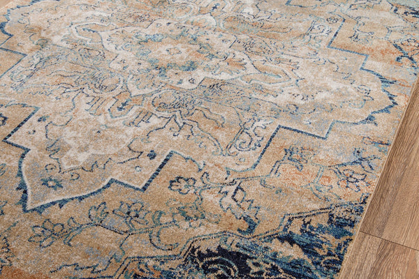 Momeni Amelia AM-03 Machine Made Traditional Medallion Indoor Area Rug Navy 9'3" x 12'6" AMELIAM-03NVY93C6