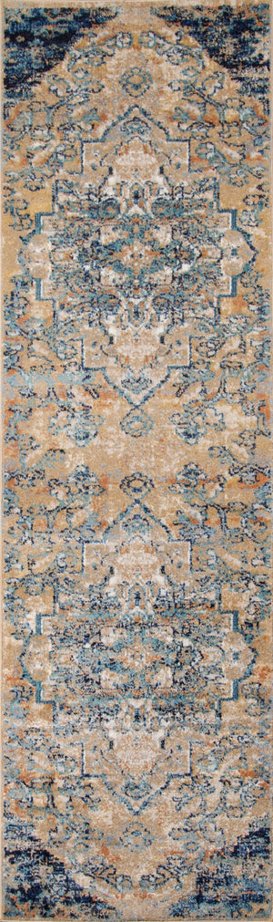 Momeni Amelia AM-03 Machine Made Traditional Medallion Indoor Area Rug Navy 9'3" x 12'6" AMELIAM-03NVY93C6