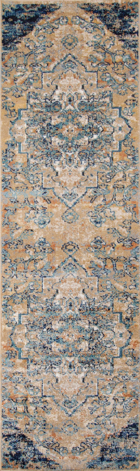 Momeni Amelia AM-03 Machine Made Traditional Medallion Indoor Area Rug Navy 9'3" x 12'6" AMELIAM-03NVY93C6