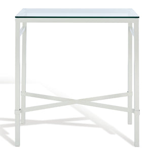 Safavieh Viggo Glass Side Table White Metal / Tempered Glass AMH8300D