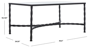 Safavieh Matilda Silver Leaf Glass Coffee Table Black  Metal / Silver Leaf/ Glass AMH8318C