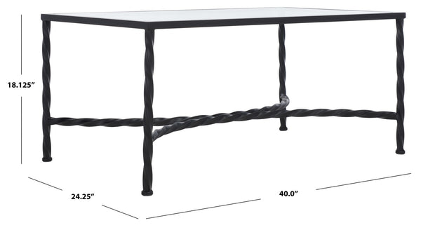 Safavieh Matilda Silver Leaf Glass Coffee Table Black  Metal / Silver Leaf/ Glass AMH8318C