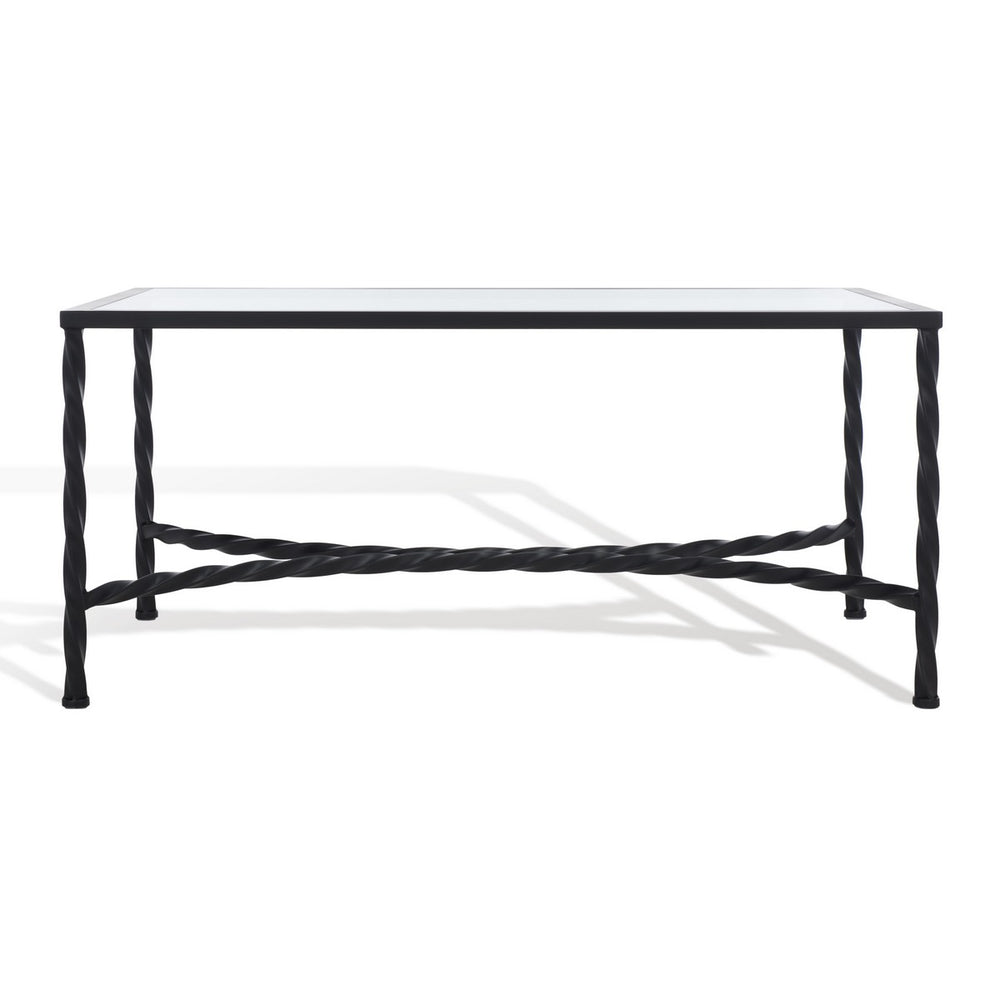 Safavieh Matilda Silver Leaf Glass Coffee Table Black  Metal / Silver Leaf/ Glass AMH8318C