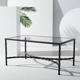 Safavieh Matilda Silver Leaf Glass Coffee Table Black  Metal / Silver Leaf/ Glass AMH8318C