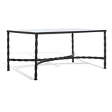 Safavieh Matilda Silver Leaf Glass Coffee Table Black  Metal / Silver Leaf/ Glass AMH8318C