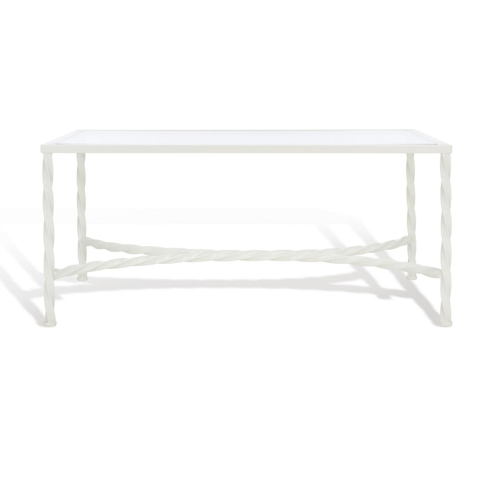 Safavieh Matilda Silver Leaf Glass Coffee Table XI22 AMH8318D