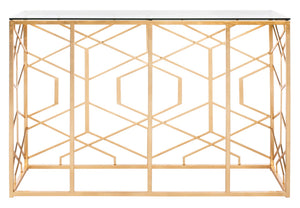 Sean Gold Leaf Console Table Gold Metal / Tempered Glass AMH8342A