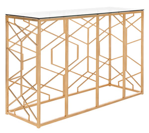 Sean Gold Leaf Console Table Gold Metal / Tempered Glass AMH8342A