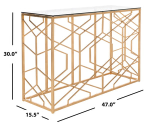 Sean Gold Leaf Console Table Gold Metal / Tempered Glass AMH8342A