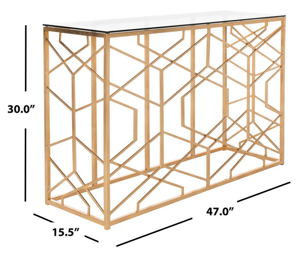 Sean Gold Leaf Console Table Gold Metal / Tempered Glass AMH8342A