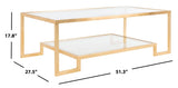 Vivian Rectangle Gold Leaf Coffee Table Gold Metal / Tempered Glass AMH8344A