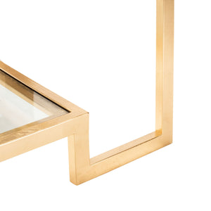 Vivian Rectangle Gold Leaf Coffee Table Gold Metal / Tempered Glass AMH8344A
