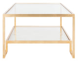 Vivian Rectangle Gold Leaf Coffee Table Gold Metal / Tempered Glass AMH8344A