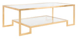 Vivian Rectangle Gold Leaf Coffee Table Gold Metal / Tempered Glass AMH8344A