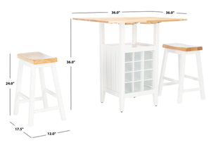  Emeric 3 Pc Set Drop Leaf Pub Table