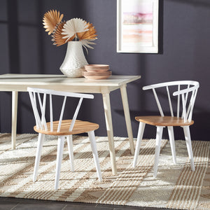 Safavieh Blanchard 18''H Curved Spindle Side Chair - Set of 2 Natural/White AMH8512F-SET2