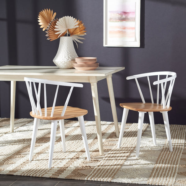 Safavieh Blanchard 18''H Curved Spindle Side Chair - Set of 2 Natural/White AMH8512F-SET2