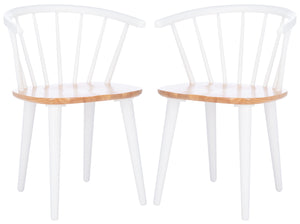 Safavieh Blanchard 18''H Curved Spindle Side Chair - Set of 2 Natural/White AMH8512F-SET2