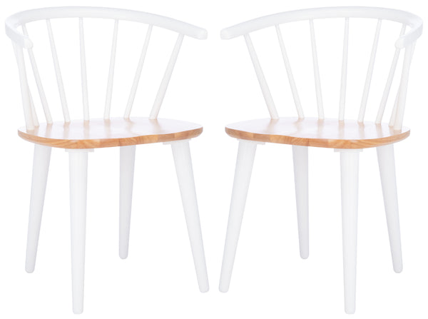 Safavieh Blanchard 18''H Curved Spindle Side Chair - Set of 2 Natural/White AMH8512F-SET2