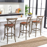 Franklin x Back Bar Stool Weathered / Grey  Wood AMH9502D