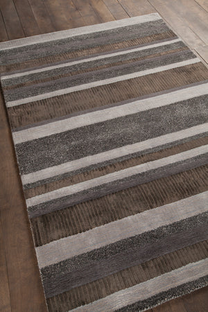 Chandra Rugs Amigo 50%Polyester + 25%Viscose + 25%Wool Hand-Woven Contemporary Rug Brown 7'9 x 10'6