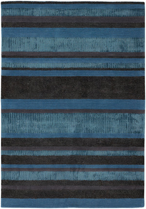 Chandra Rugs Amigo 50%Polyester + 25%Viscose + 25%Wool Hand-Woven Contemporary Rug Blue/Grey/Charcoal 7'9 x 10'6