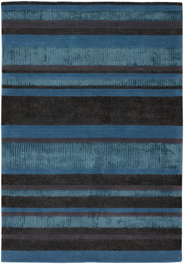 Chandra Rugs Amigo 50%Polyester + 25%Viscose + 25%Wool Hand-Woven Contemporary Rug Blue/Grey/Charcoal 7'9 x 10'6