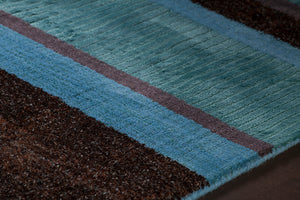 Chandra Rugs Amigo 50%Polyester + 25%Viscose + 25%Wool Hand-Woven Contemporary Rug Blue/Grey/Charcoal 7'9 x 10'6