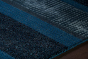Chandra Rugs Amigo 50%Polyester + 25%Viscose + 25%Wool Hand-Woven Contemporary Rug Blue/Charcoal 7'9 x 10'6