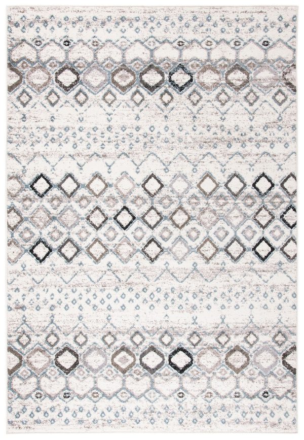 Amsterdam 108 Bohemian Power Loomed 100% Polypropylene Pile Rug Ivory / Grey