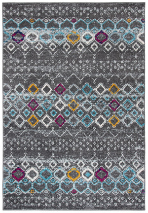 Amsterdam 108 Bohemian Power Loomed 100% Polypropylene Pile Rug Dark Grey / Ivory