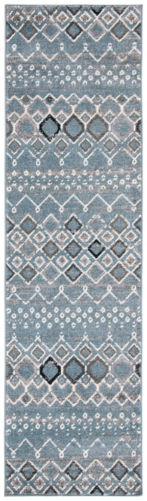 Amsterdam 108 Bohemian Power Loomed 100% Polypropylene Pile Rug Blue / Ivory