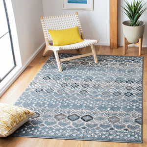 Amsterdam 108 Bohemian Power Loomed 100% Polypropylene Pile Rug Blue / Ivory