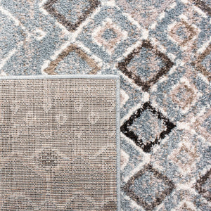 Amsterdam 108 Bohemian Power Loomed 100% Polypropylene Pile Rug Blue / Ivory