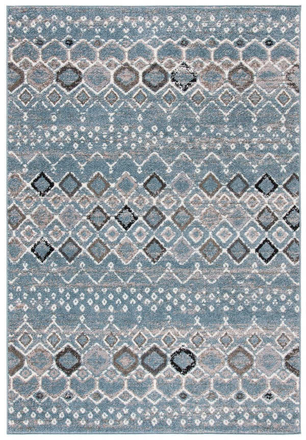 Amsterdam 108 Bohemian Power Loomed 100% Polypropylene Pile Rug Blue / Ivory