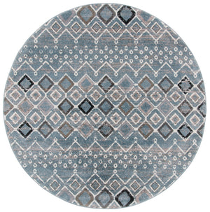 Amsterdam 108 Bohemian Power Loomed 100% Polypropylene Pile Rug Blue / Ivory