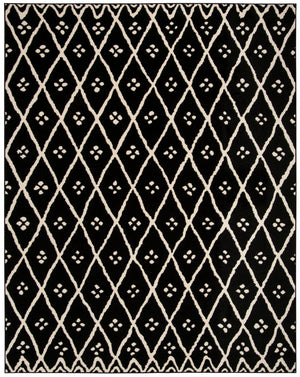 Amherst 442 Power Loomed 67% Polypropylene 18% Fibrillated Polypropylene 8% Latex 7% Poly-Cotton(Warp) Rug in Black, Creme 8ft x 10ft
