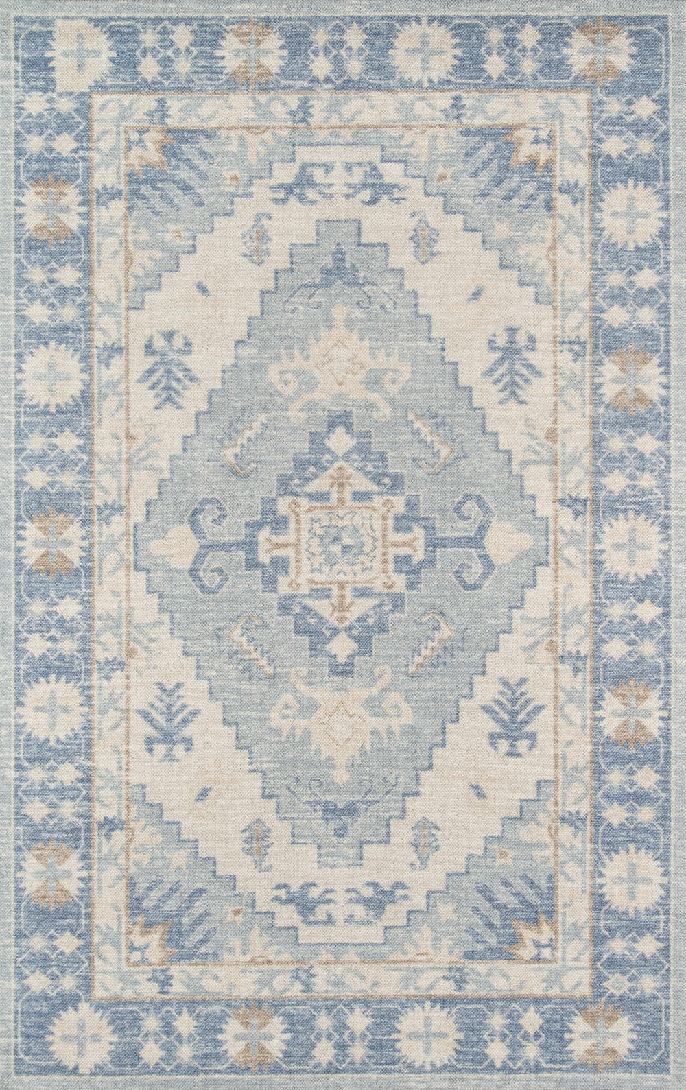 Momeni Anatolia ANA-1 Machine Made Traditional Medallion Indoor Area Rug Blue 9'9" x 12'6" ANATOANA-1BLU99C6