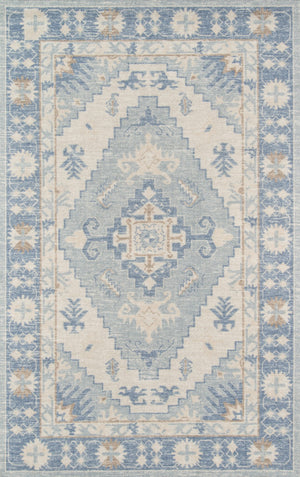 Momeni Anatolia ANA-1 Machine Made Traditional Medallion Indoor Area Rug Blue 9'9" x 12'6" ANATOANA-1BLU99C6