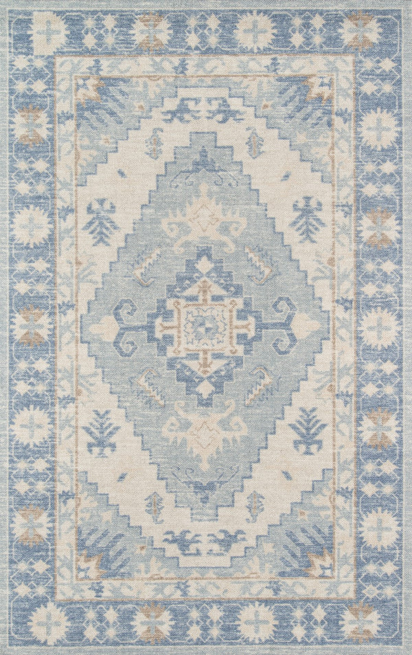 Momeni Anatolia ANA-1 Machine Made Traditional Medallion Indoor Area Rug Blue 9'9" x 12'6" ANATOANA-1BLU99C6
