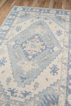 Momeni Anatolia ANA-1 Machine Made Traditional Medallion Indoor Area Rug Blue 9'9" x 12'6" ANATOANA-1BLU99C6