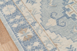 Momeni Anatolia ANA-1 Machine Made Traditional Medallion Indoor Area Rug Blue 9'9" x 12'6" ANATOANA-1BLU99C6