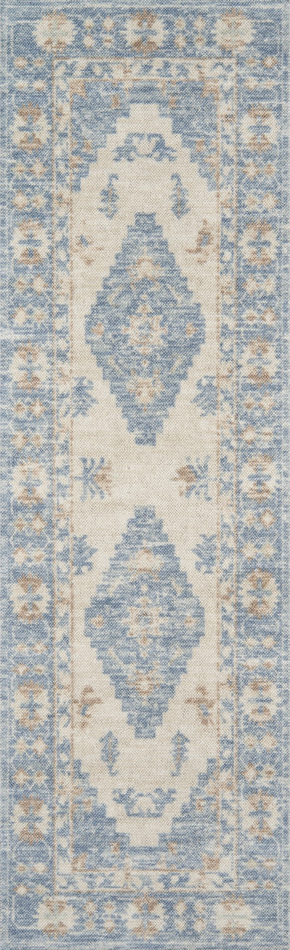 Momeni Anatolia ANA-1 Machine Made Traditional Medallion Indoor Area Rug Blue 9'9" x 12'6" ANATOANA-1BLU99C6