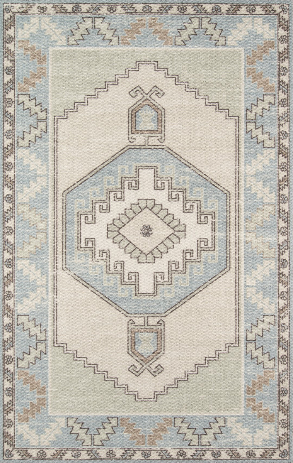 Momeni Anatolia ANA-2 Machine Made Traditional Medallion Indoor Area Rug Light Blue 9'9" x 12'6" ANATOANA-2LBL99C6