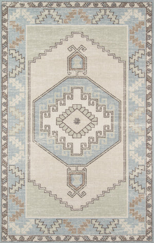 Momeni Anatolia ANA-2 Machine Made Traditional Medallion Indoor Area Rug Light Blue 9'9" x 12'6" ANATOANA-2LBL99C6