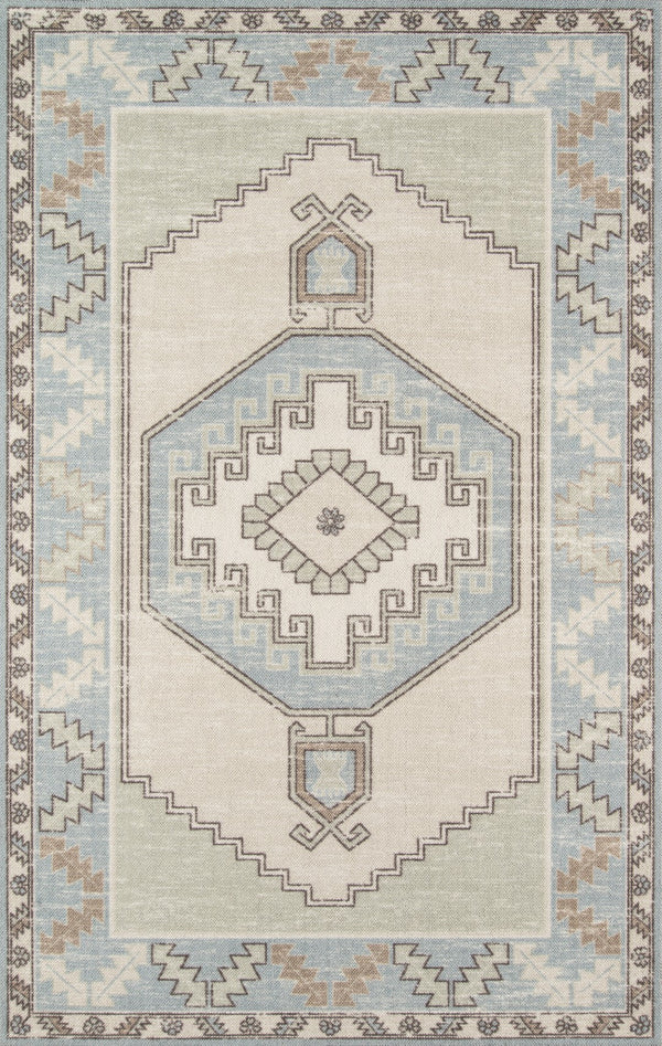Momeni Anatolia ANA-2 Machine Made Traditional Medallion Indoor Area Rug Light Blue 9'9" x 12'6" ANATOANA-2LBL99C6