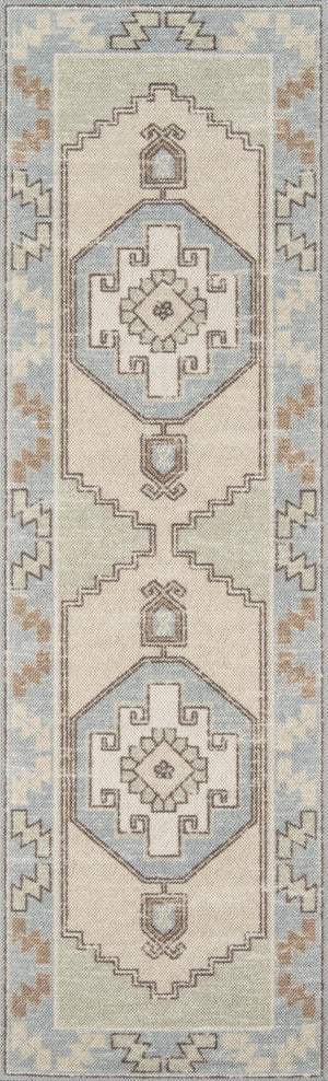 Momeni Anatolia ANA-2 Machine Made Traditional Medallion Indoor Area Rug Light Blue 9'9" x 12'6" ANATOANA-2LBL99C6